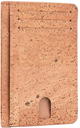 Simaru Veganes Kork Kartenetui mit RFID-Schutz – Slim Portemonnaie für Herren & Damen, Ideal für Alltag & Reisen, 6 Kartenhalter, Sichtfenster für Ausweis, Nachhaltig & Minimalistisch