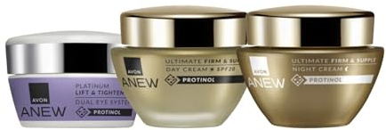 Avon Anew Ultimate Set, Day & Night Cream 50ml, Eye Cream 20ml, (Pack of 3) | For Firmer Looking Skin, Ultimate Skincare Trio for Age 40+, Powered by Collagen, Cruelty Free