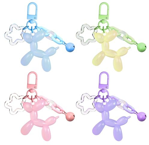 GOSHIES Ballon Hund Schlüsselanhänger 4 Stück Schlüsselanhänger Hund Schlüsselanhänger Süß Jelly Welpen-Schlüsselanhänger Cute Dog Keychain für Autoschlüssel, Handtaschen Zubehör