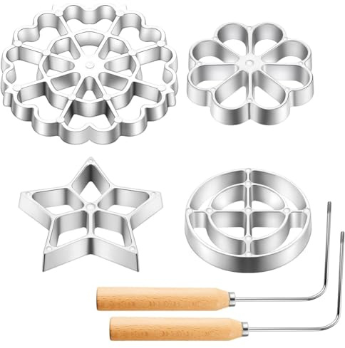 Kznifmk Rosetteneisen-Set, Ausstechformen, Waffelformen aus Aluminiumlegierung, Bunuelosform mit , 6-teilig
