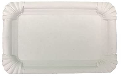 Commerline Lot de 250 assiettes rectangulaires en carton (17 x 20 cm) - Assiettes jetables pour fête et restauration - Vaisselle jetable respectueuse de l'environnement - Assiettes de service et