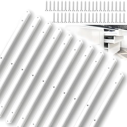 10Pcs Drawer Runners 298mm/ 300mm, Plastic Draw Runner Sliders Replacement for Kitchen Bedroom, Soft-Close Draw Rail Set for Cupboards Wardrobes Desks, Drawer Repair Kit with Screws