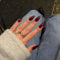 KQueenest Soft Gel Press on Nails Almond Medium, Dark Red False Nails Almond, Glossy Solid Burgundy Stiletto Fake Nails Set, Natural Stick on Nail for Women Finger Daily Wear 24 Pcs