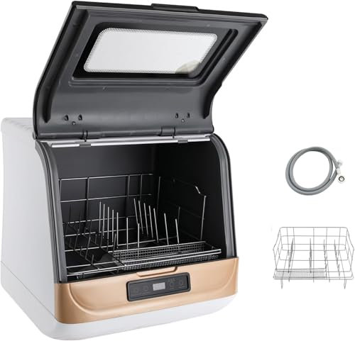 ACROSSPART Mini Tischgeschirrspüler, Freistehender Tragbarer Geschirrspüler mit 3 Waschmodi, Multifunktions Spülmaschine Klein, Touch-Steuerung, Spült 12-20 Geschirrteile