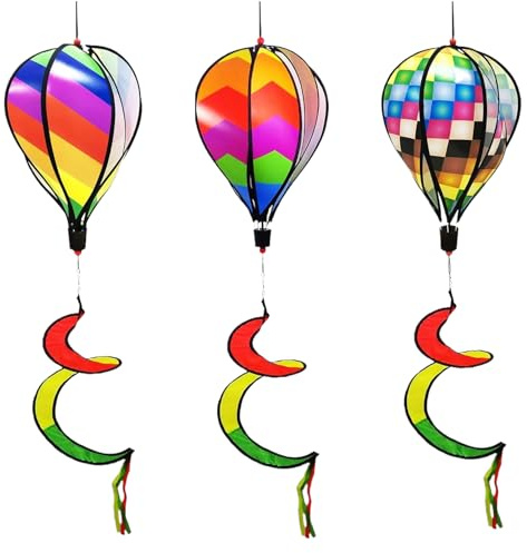 Demsyeq Wind Spinner - Rainbow Windsock Rotating Sequins Windmill | 3x Rainbow Twisted Decorations Windmills Hangable Windsock Whirlygig Pinwheels for Lawn Yard Garden Outdoor