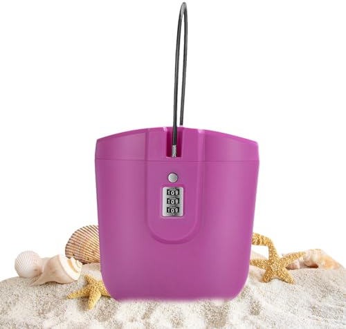 Beach Valuables Lock For Personal Items – Portable 2L Travel Safe With Removable Cable Handle | Waterproof Security Case For Valuables, Phone, Wallet & Keys | Indoor/Outdoor Storage Organizer