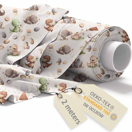 DreamRoots Baumwollstoff Meterware, Wild Baby Adventure, 2 m Vorschnitt