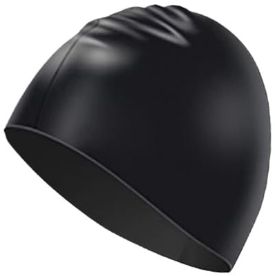 RUWLFE Gorro Natacion Gorro de natación de Silicona de 2 uds, Gorro de Piscina de Alta Elasticidad, Gorro de baño de Goma Antideslizante, Gorro de Buceo Grande(Black)