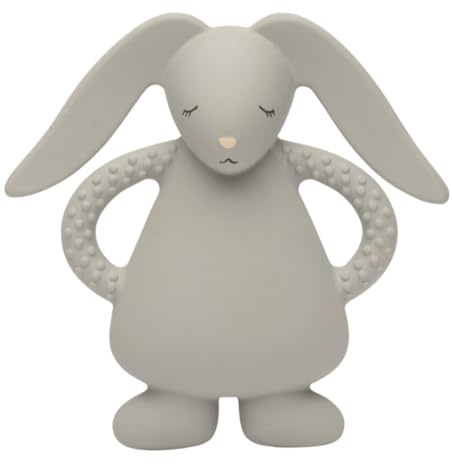 MOONIE Natural Rubber Bunny Teether - Safe, Soft & Eco-Friendly for Babies - Silver