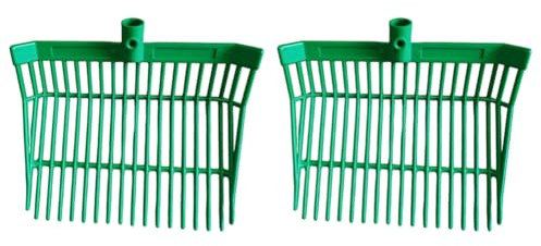 Fuhjythy Manure Fork Replacement Head, Pitchfork Head, Horse Manure Rake, for Picking Up Manure, Stable Waste Removal, Easy Install Easy to Use Green,2pcs