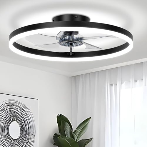 Deckenventilator mit Beleuchtung,50cm LED Dimmbar Deckenbeleuchtung,App und Fernbedienung,Lampe mit Ventilator,Modern Ventilator Deckenleuchte für Wohnzimmer Schlafzimmer Esszimmer Küche