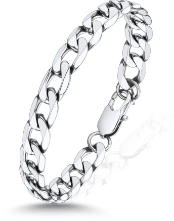 ChainsHouse Herren Armband Edelstahl Panzerarmband 6/8/13MM Damen Gliederarmband 19/21/23CM Kubanisches Kettenarmband Silber/Gold Panzerkette Armskette Armreif Armschmuck für Geburtstag
