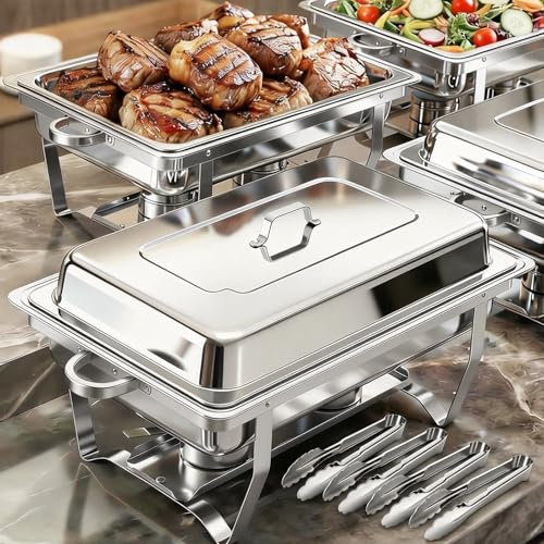ALSO GO 4 Pack 11QT Rectangular Chafing Dishes for Buffet with Lids