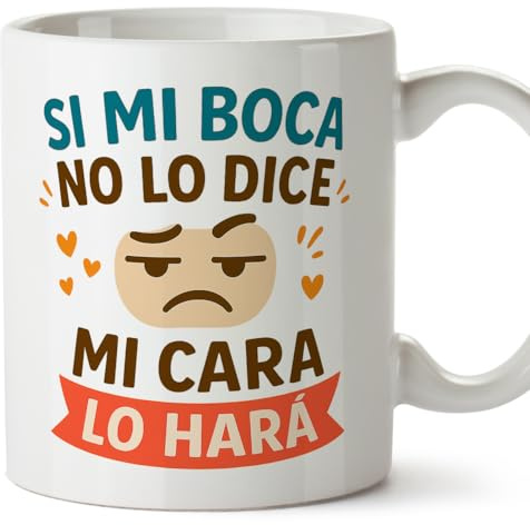 MUGFFINS tazas originales para regalar | tazas divertidas para regalar | humor borde, graciosas | Si mi boca no lo dice mi cara lo hará en Español | Graciosas v2
