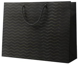 Inoverse Große Geschenktüten 37x25+11 cm 5 Stück, Geschenktaschen Schwarz | Premium mit Henkel, wiederverwendbar, Geschenktaschen groß, für Valentinstag, Hochzeit, für Geburtstag, Weihnachten, Anlässe