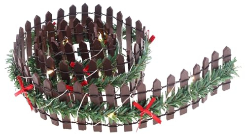 Clôture de village de Noël miniature – Mini barrière de village en bois de 89,9 cm, clôture décorative | Panneau de clôture de jardin féérique avec lumière LED pour sapin de Noël, vacances, décoration