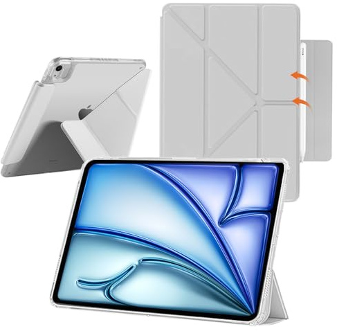 YealRed Tablets Hülle für iPad Air 11 Zoll (2026-2024) (Grau) | Dünner Ständer Tablet für iPad Air 10,9 Zoll (2022/2020), Transparente Rückseite, Magnetische Stoßfeste Schutzhülle