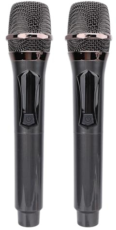 Dpofirs Ensemble de Microphones Dynamiques sans Fil, 2 Pièces, avec Réduction du Bruit, pour Le Chant karaoké, la Parole, Ensemble de Micros Portables avec Récepteur