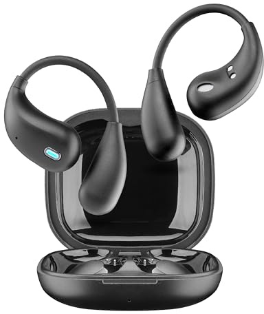 cellularline auricolari TWS NEBIT con assistente vocale, traduzione in tempo reale in oltre 100 lingue, trascrizione istantanea, riassunti IA, open-ear, display LED, nero