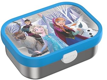 Mepal - Brotdose Edelstahl Campus - 750 ml - Frozen Friends | Bento Box Kinder - Brotdose Edelstahl Kinder mit Fächern & Gabel - Meal Prep Box mit Clip-Verschluss