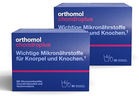 Orthomol chondroplus: Mikronährstoffe für Knorpel und Knochen¹, mit Vitaminen, Mineralstoffen, Omega-3-Fettsäuren, Glucosamin- & Chondroitinsulfat, Kollagenhydrolysat, Hyaluronsäure, 2x30