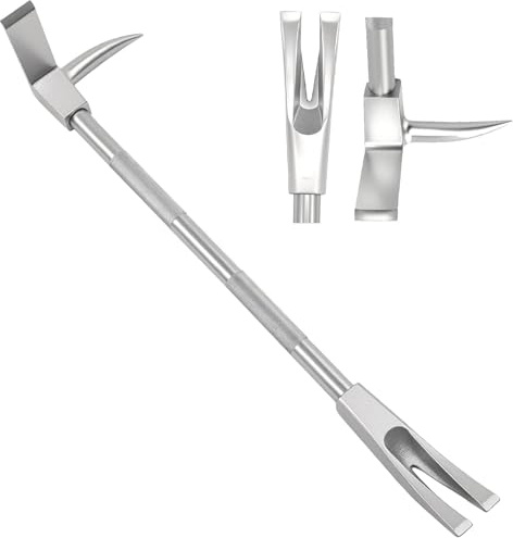 MEUBLLY Herramienta Halligan Multifuncional de 30 Pulgadas, Palanca de Entrada de Uso Rudo, Diseño 3 en 1 (Cabeza Plana, Punta y Horquilla), Acero al Carbono Forjado, Mango Ergonómico Antideslizante
