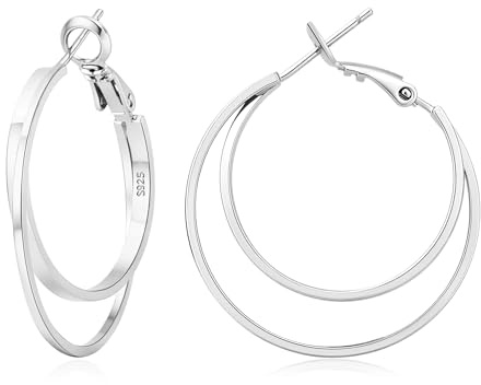 LOUMILEO Doppelt Creolen Silber Hypoallergen Groß 14K Creolen Gold für Damen Leichte Ohrringe Damen 25/30/40/50MM