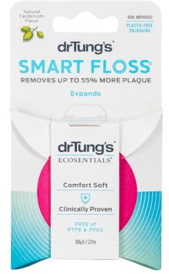 DrTung's Smart Floss - Natural Floss, PTFE & PFAS Free Floss, Gentle on Gums, Expands & Stretches, BPA Free - Natural Dental Floss Cardamom Flavor (Pack of 1)