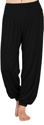 AvaCostume Women's Modal Yoga Pants Loose Harem Pants Soft Pilates Dance Joggers Lightweight Lounge Pajama Bottoms, M, Black