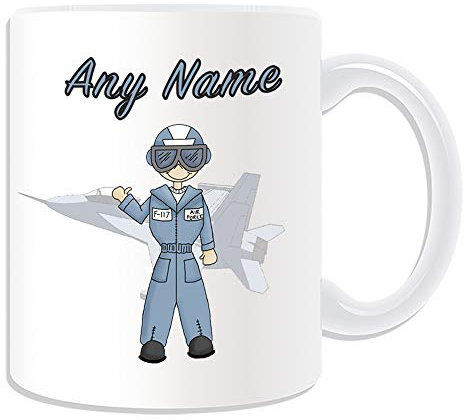UNIGIFT Personalisierbare Geschenktasse – Air Force männliche Tasse (Berufsdesign, Weiß), jeder Name Nachricht einzigartig – Job, Armee, Soldat, Kampfflugzeug, Militär, RAF, königliche Uniform