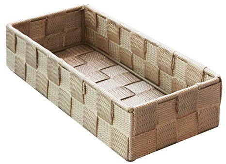 wm Homebase Aufbewahrungskorb geflochten Polypropylen Badkorb Rechteckig in Beige 26x11x6cm