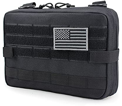 WYNEX Taktische Molle-Admin-Tasche, Upgrade-Material, halbversteckter Reißverschluss und 1000D robustes Nylon, EDC Utility Pouches Tools Bag EMT Utility Map Pocket, IFAK Pack enthält USA-Flagge Patch