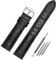 FOUUA Uhrenarmbänder Band Echtes Leder Armband Alligator Geprägte Ersatzarmbänder Armband,Schwarzes Silber,21mm