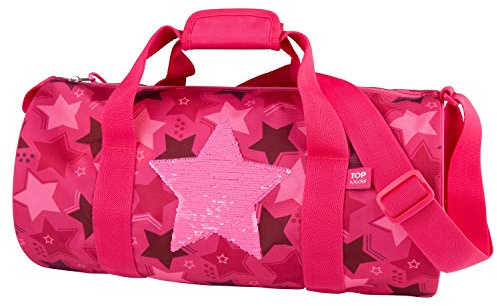 Depesche 10720 Sporttasche, TOPModel Stern aus Streichpailletten, pink, ca. 21 x 42 x 21 cm