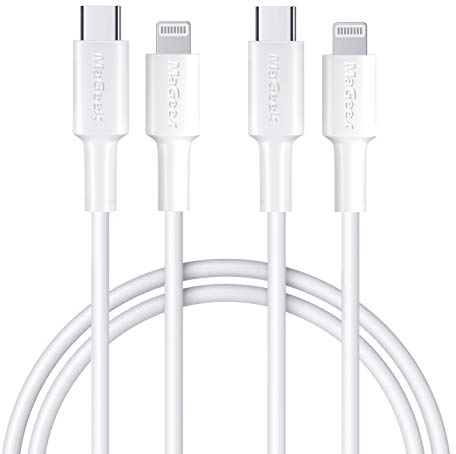 MaGeek Câble USB C vers Lightning, [Certifié Apple MFi] [1.0m, Lot de 2] Chargeur Câble de Charge Rapide PD pour iPhone 11/11 Pro/11 Pro Max/X/XS/XR/XS/8/8 Plus, Les Soutiens Power Delivery