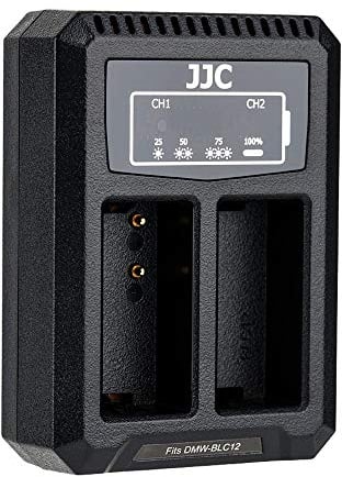 JJC USB Dual Battery Charger for Panasonic FZ300 FZ200 FZ1000 GH2 G5 G6 G7 G85 and for Leica Q V-Lux V-Lux4 V-Lux5 and for Sigma dp0 dp1 dp2 Quattro Camera Fits DMW-BLC12 BP-51 BP-DC12 Battery