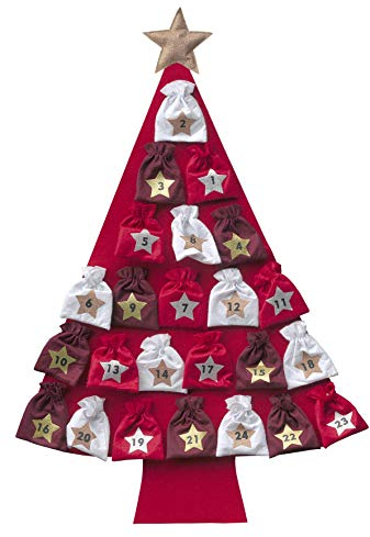 XXL-Adventskalender, Tannenbaum, Adventskalender, zum Befüllen, fast 120cm groß, rot