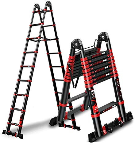 MHBGX Outdoor Ladder,Ladders,Telescopic Ladder,Black Multi-Function - Aluminum Alloy Folding No Sliding Large Elevator Engineering Stairs,5.7M/18.7Ft,5.7M/18.7Ft