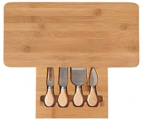 KINGHOFF KH-1567 - Tabla de bambú con accesorios para queso (5 piezas)
