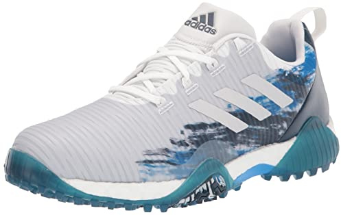 adidas Men's CODECHAOS Spikeless Golf Shoes, Footwear White/Grey One/Crew Navy, 9.5