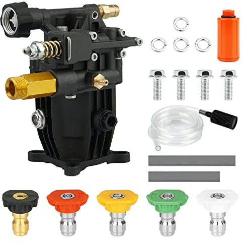 Youxmoto 3/4 Shaft Horizontal Pressure Washer Pump, Max 3300 PSI @ 2.5 GPM Power Washer Pump, Fit for Honda GC190, for Troy-Bilt 20241, for Homelite 308418007 308653057, for Karcher, for Simpson
