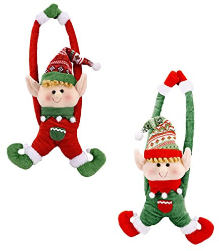2 Uds Puerta de Navidad Felpa Elfos Navideños Elfos Pomo de La Puerta Colgante Elfo Muñeca Adornos Colgantes Elfos Colgantes Navidad