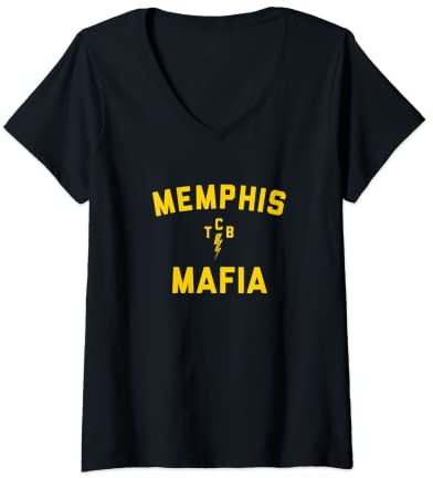 Damen Memphis Tennessee, Klassischer Rock, Musik, Die 70er Jahre, Retro, TCB T-Shirt mit V-Ausschnitt