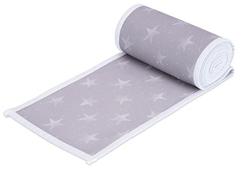 FabiMax Umrandung aus Netzstoff für Laufgitter 100x100 cm, weiße Sterne auf grau