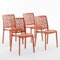 Sillas de resina moderna apilables de polipropileno con fibra de vidrio, para interior, cocina o comedor, exterior y jardín, sillas de restaurante y contract - Anna (4 Sillas, Naranja papaya)