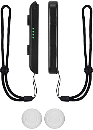 TOYMIS 2 Packs Dragonne pour Nintendo Switch, Accessoires de Remplacement avec Capuchon de Joystick Manette de Poignet Élastique Réglable Bracelet de Manette pour Switch Joycon Joy Con Manette (Blanc)