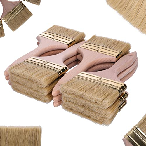 ToolSpace Pinselset Borstenpinsel 12er Set 102mm Breit Flachpinsel Naturborsten Einwegpinsel oder Universal Pinsel Lackierpinsel Lackpinsel für Lacke Holz Möbel Malerpinsel Wandpinsel Streichpinsel