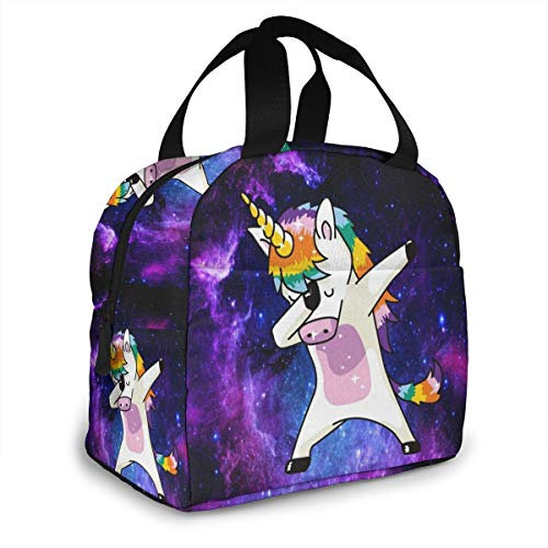 YINGD Lustige isolierte Lunch-Tasche mit Einhorn-Motiv, tragbar, wiederverwendbar, Picknick-Tragetasche, Bento-B, Einheitsgröße