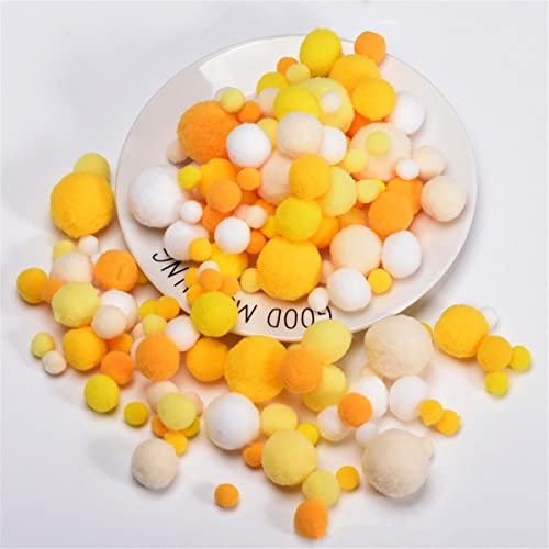 JekyTMP 400 Stück 10-30mm Pompons Bunte Pompom Pom Pom BäLle Pompons Zum Basteln Bunt Mini Pompons BäLle Flauschigen Kleine Mini-Pompons Craft Pom Poms Bunte Flauschige Pompons (Gelb)