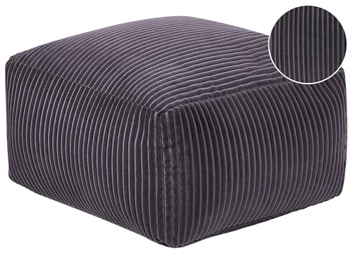 Pouf Sitzpouf Sitzhocker Cord grau 50 x 50 cm Quadrat Modern Skandi Mukki